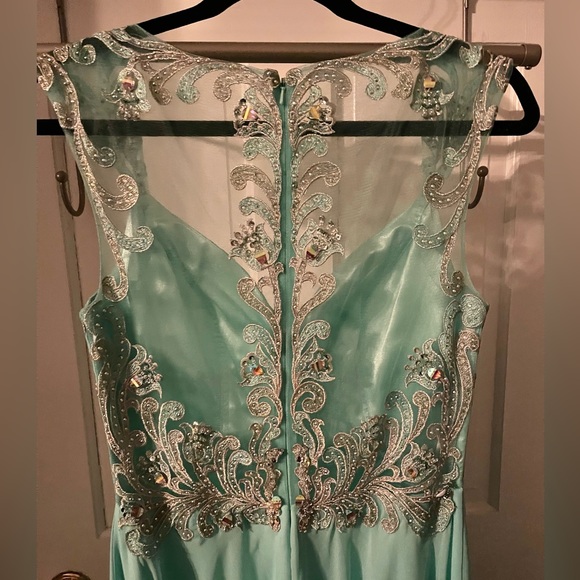 Tiffany Design Turquoise Prom Dress- Beautiful Details - Picture 3 of 9